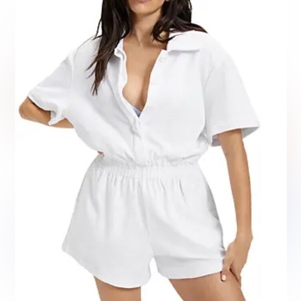 Good American White Terry Romper Coverup Size 1 (Small)